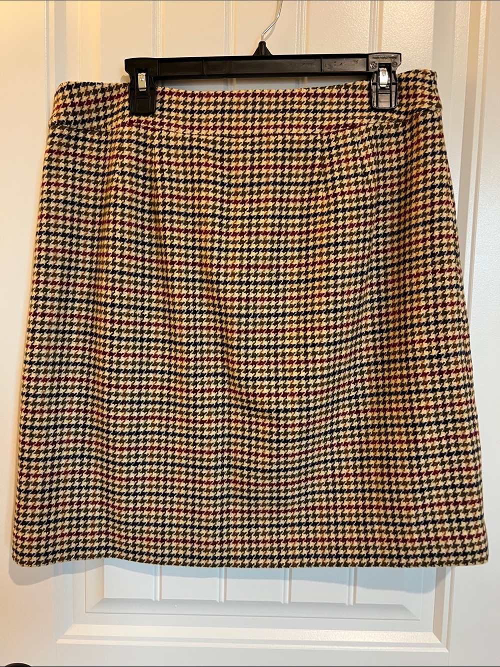 Talbots Houndstooth Plaid Button Front Wool Blend Skirt Size 12 Lined Classic - Picture 6 of 15